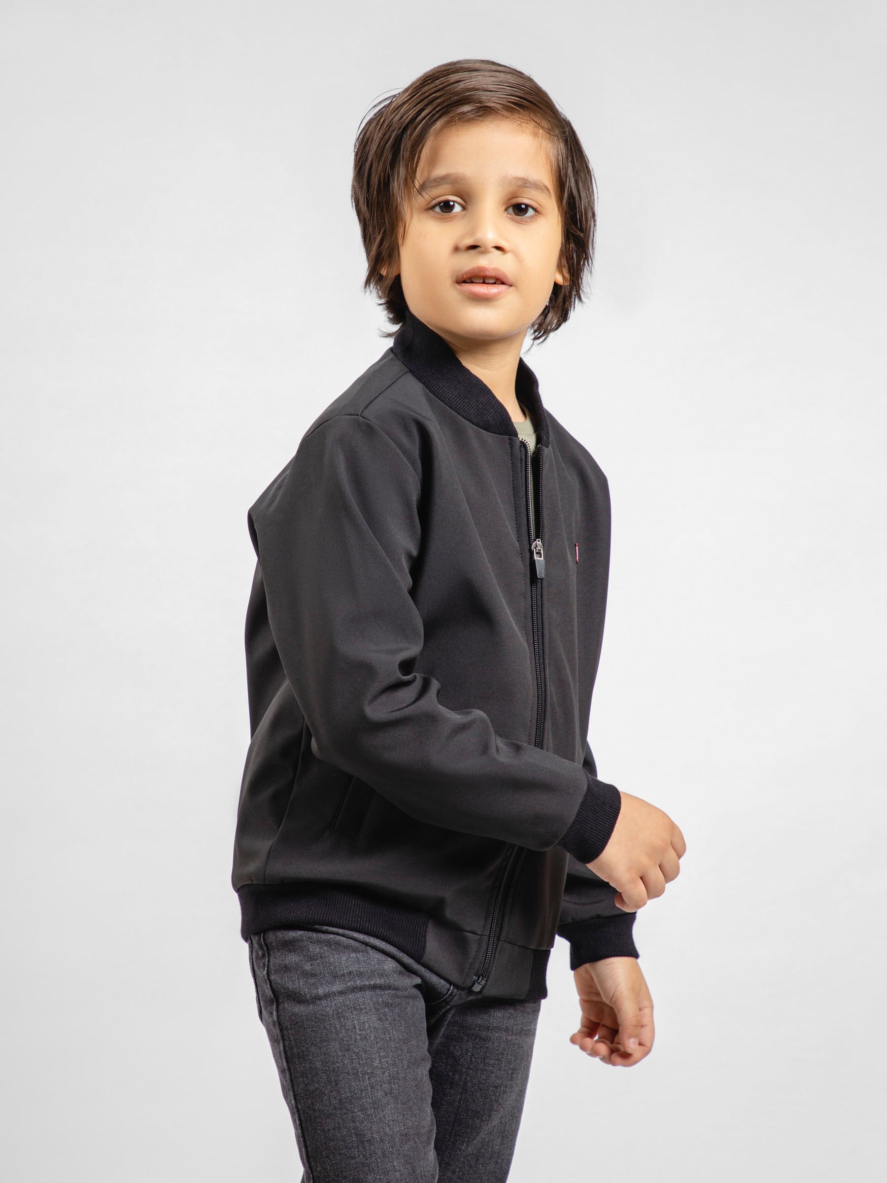 Boys black hot sale bomber jacket