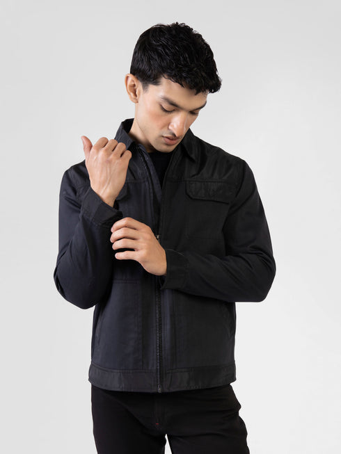 Black Casual Collar Jacket