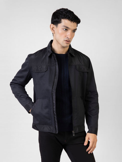 Black Casual Collar Jacket