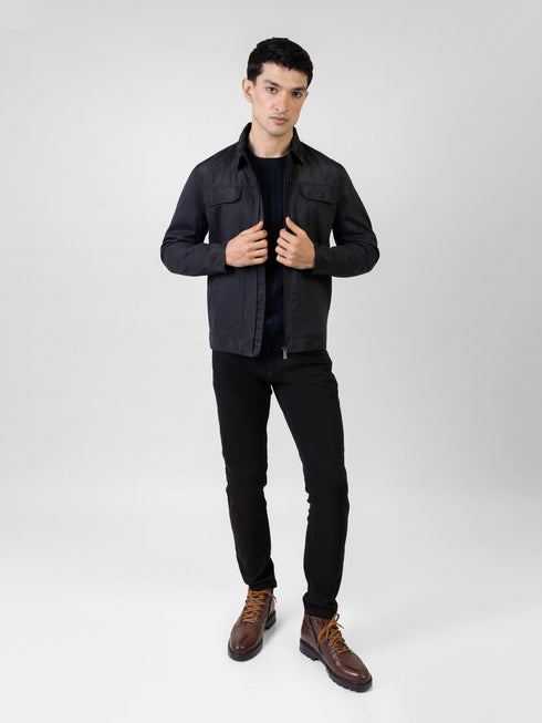 Black Casual Collar Jacket