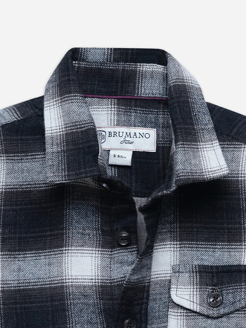 Black Checkered Flannel Casual Shirt - Junior