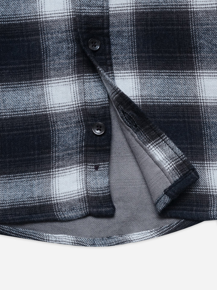 Black Checkered Flannel Casual Shirt - Junior