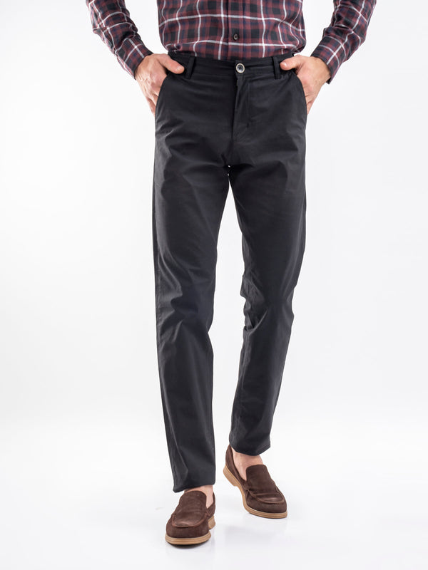 Black Cotton Chinos