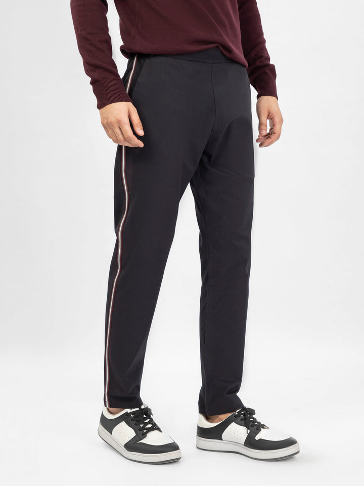 Black Cotton Pajama With Contrasting Detailing — Brumano Pakistan