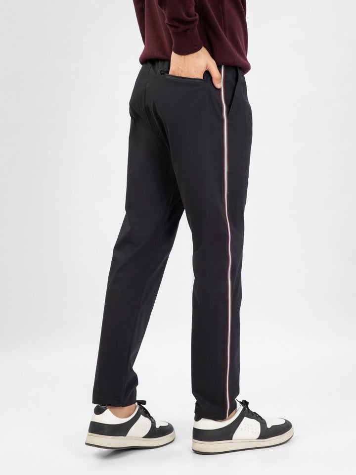 Black Cotton Pajama With Contrasting Detailing detail view — Brumano Pakistan