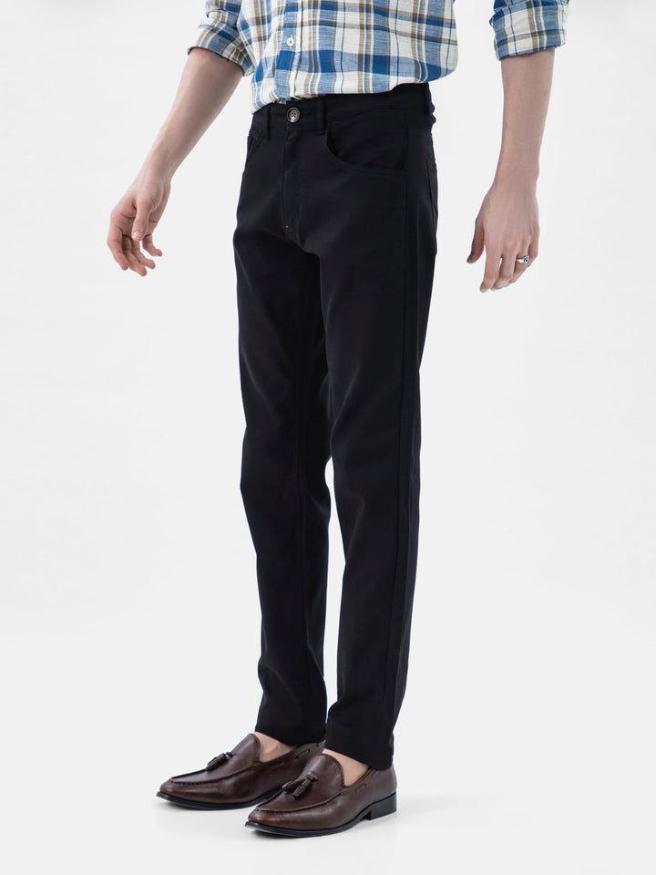 Black Dobby Structured Five Pocket Trouser Brumano Pakistan