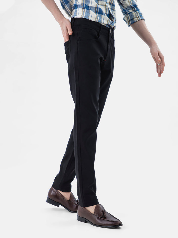 Black Dobby Structured Five Pocket Trouser Brumano Pakistan