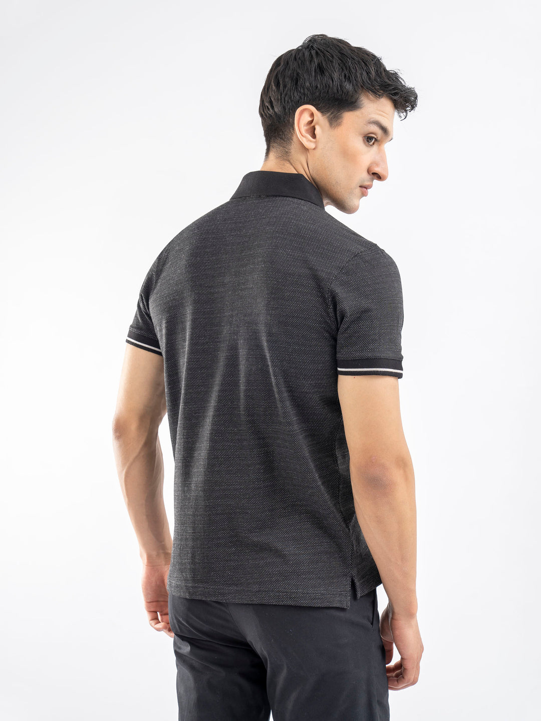 Black Dobby Structured Slimfit Polo