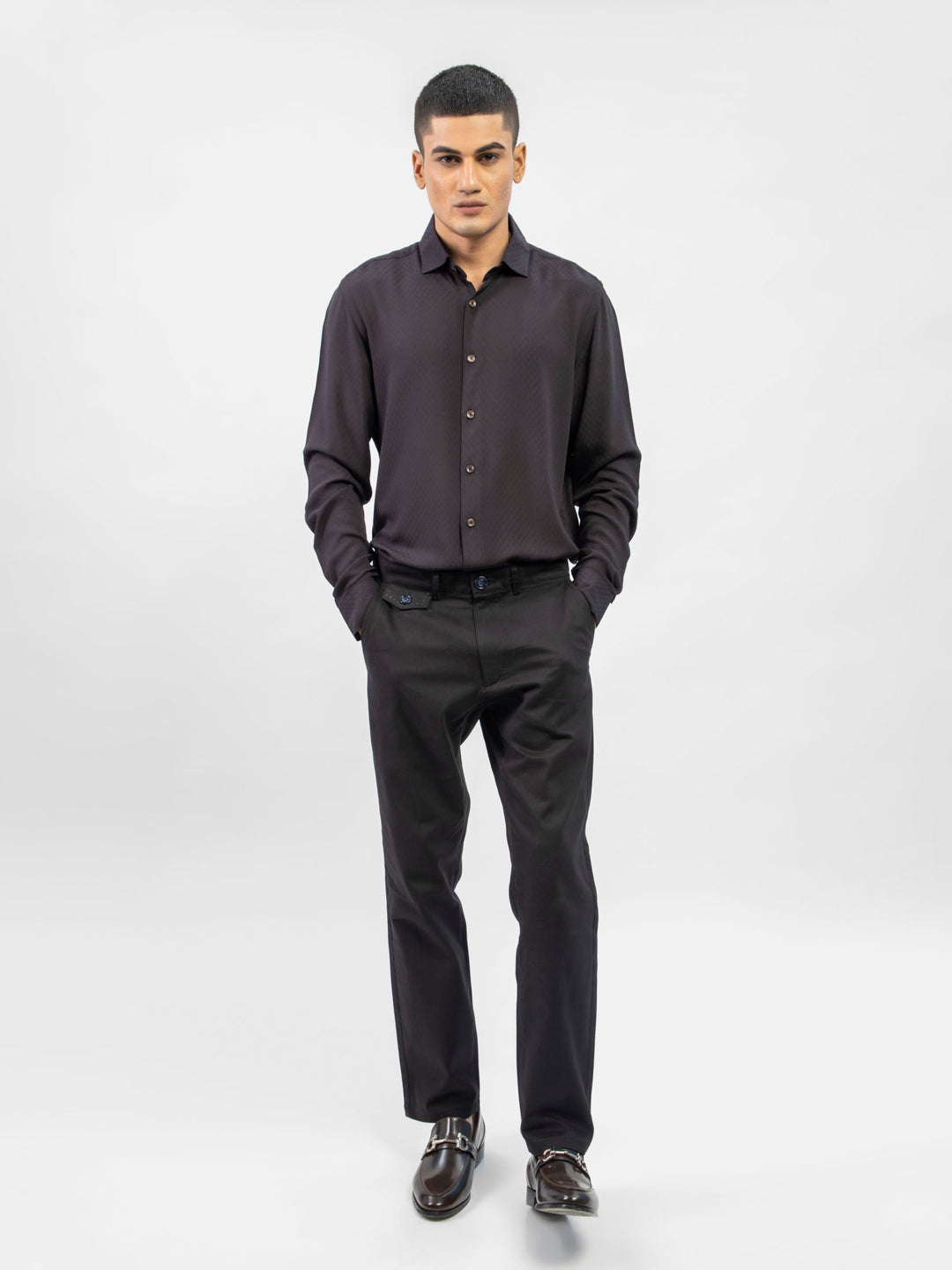 Black Dobby Structured Shirt