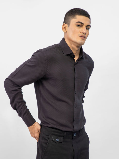 Black Dobby Structured Shirt