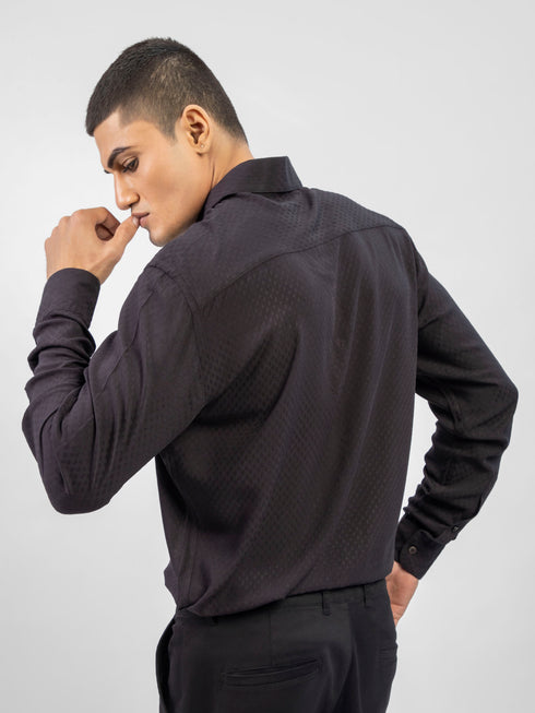 Black Dobby Structured Shirt