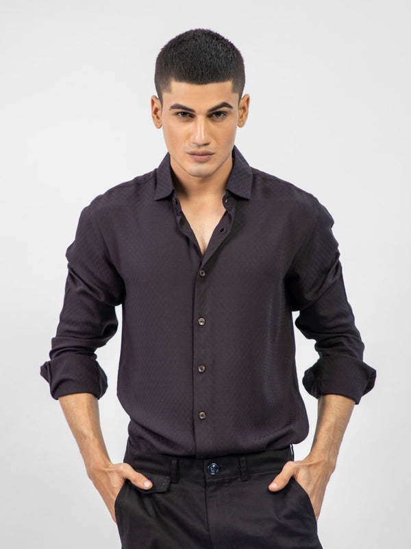 Black Dobby Structured Shirt