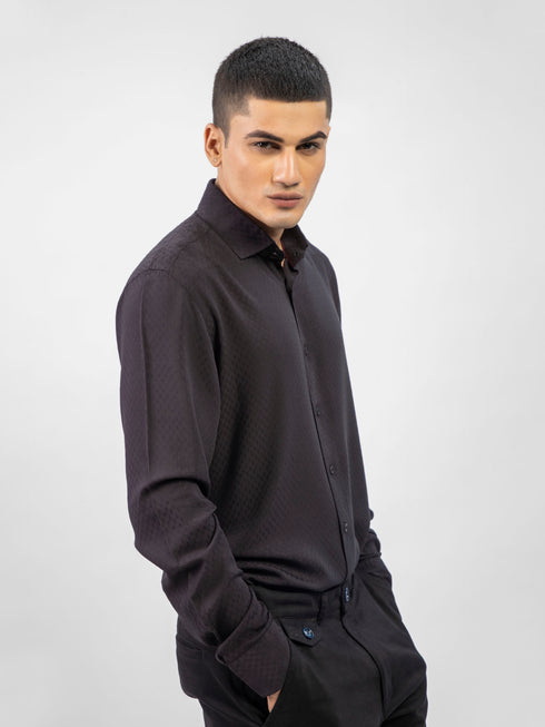 Black Dobby Structured Shirt