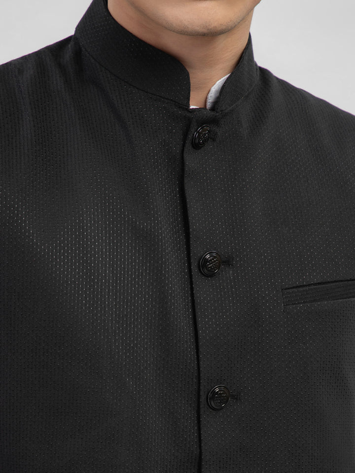 Black Dot Structured Waistcoat Brumano Pakistan