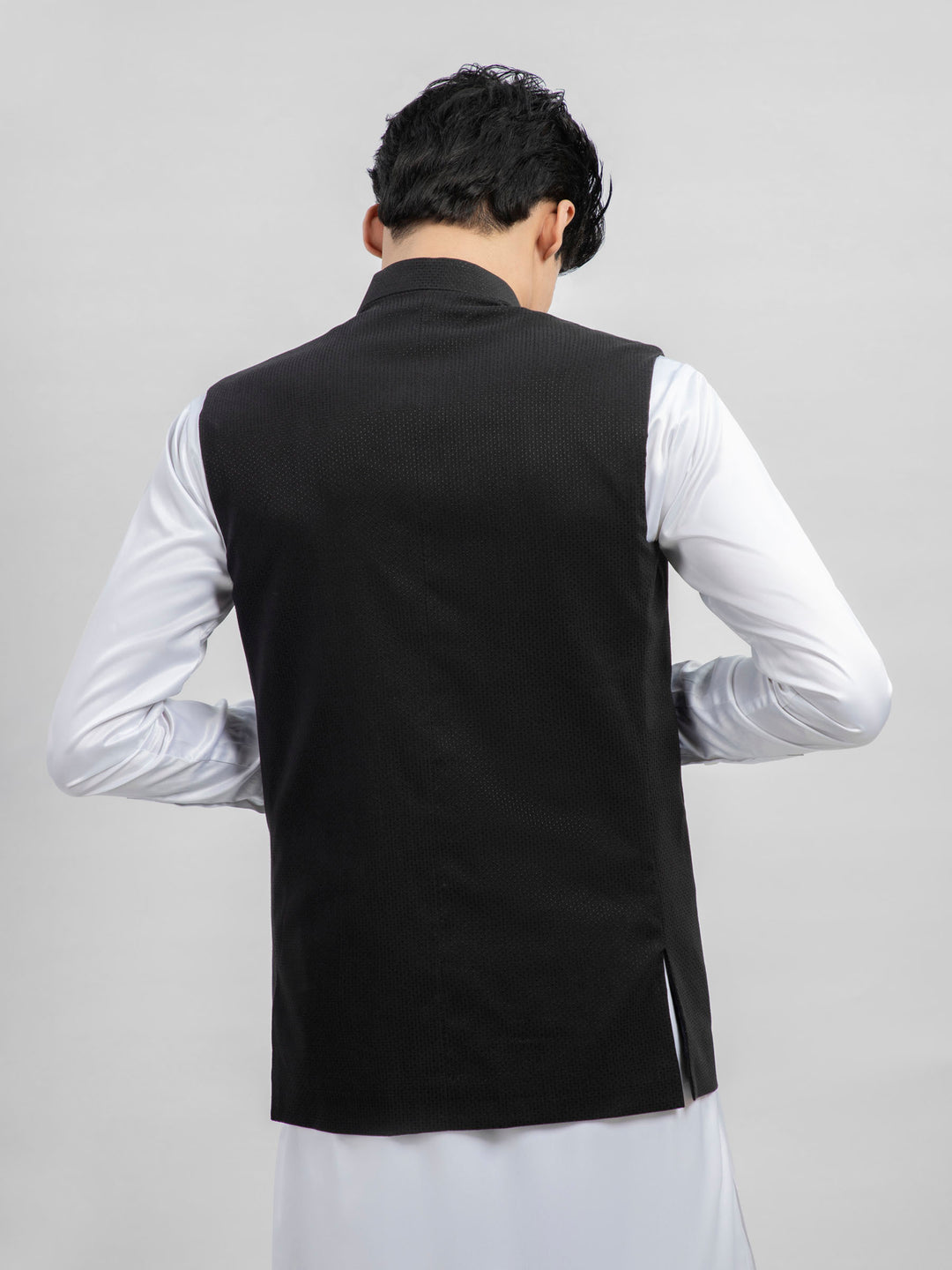 Black Dot Structured Waistcoat Brumano Pakistan