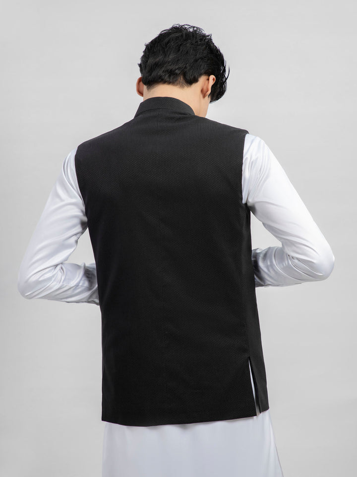 Black Dot Structured Waistcoat Brumano Pakistan
