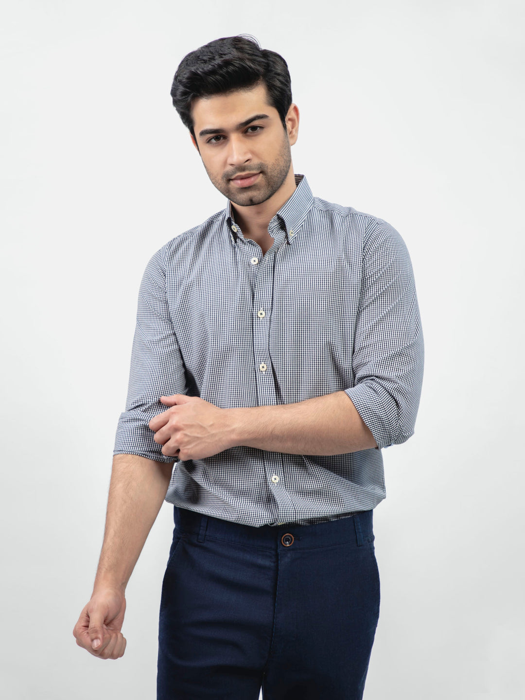 Black Gingham Button Down Shirt Brumano Pakistan