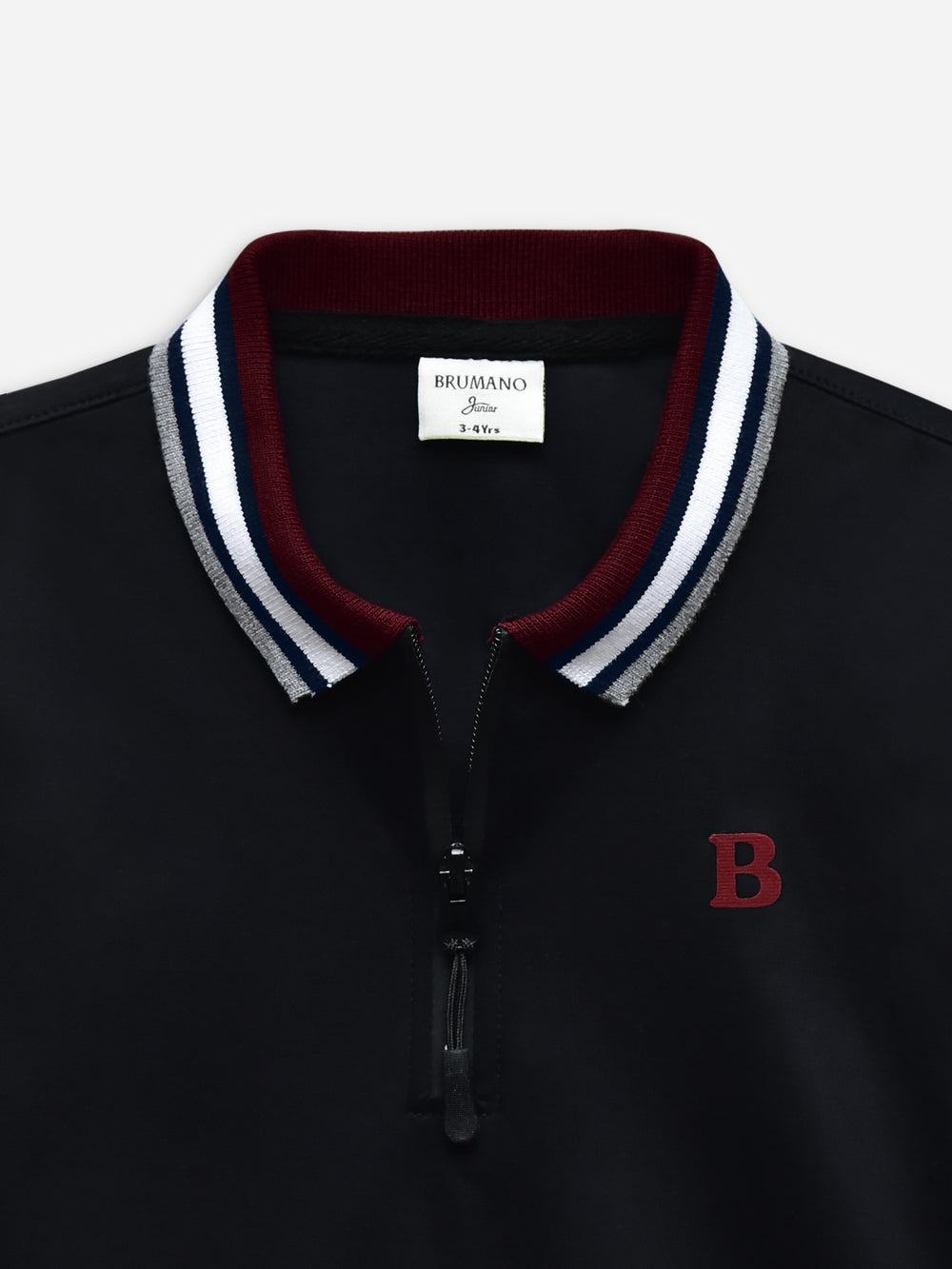 Black Interlock Zipper Polo With Contrasting Collar