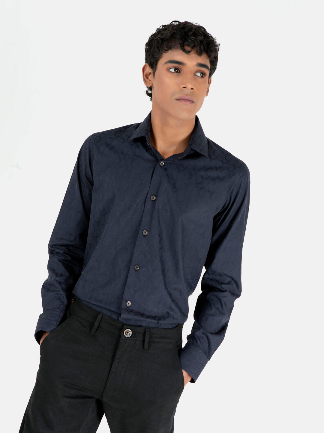 Black jacquard formal shirt brumano pakistan