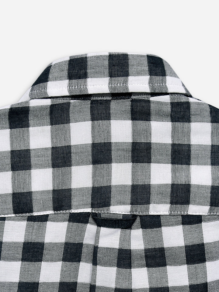 Black Large Gingham Half Sleeve Casual Shirt