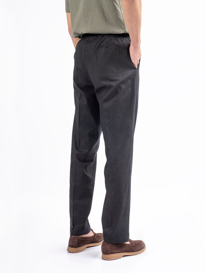 Black Linen Blended Pajama Trouser view 6 — Brumano Pakistan