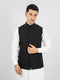 Black Linen Waistcoat With Metal Buttons