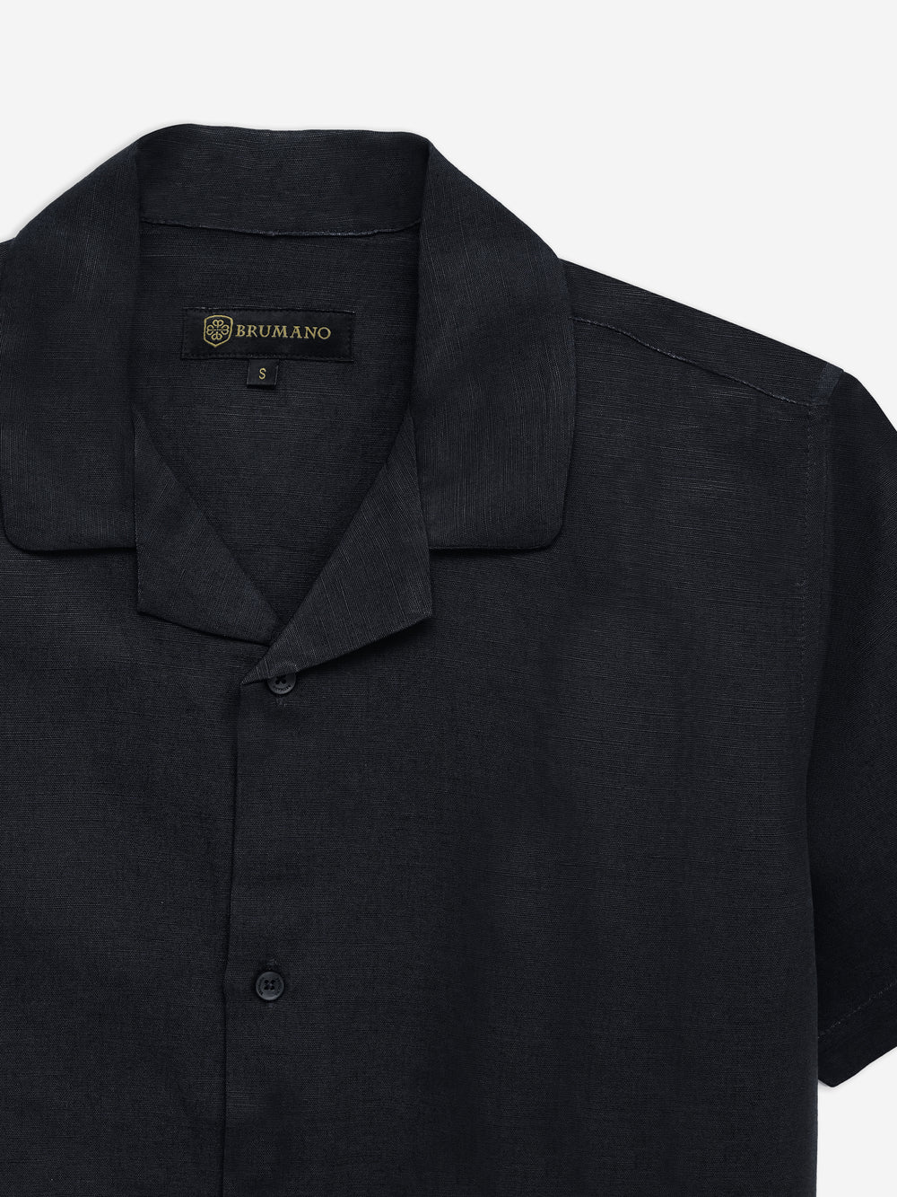 Blacklinen viscoseblendedcubancollarshirtbrumanopakistan1