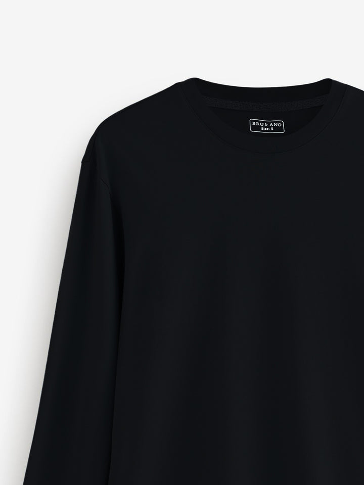 Black Long Sleeve Crew Neck T-Shirt - Women