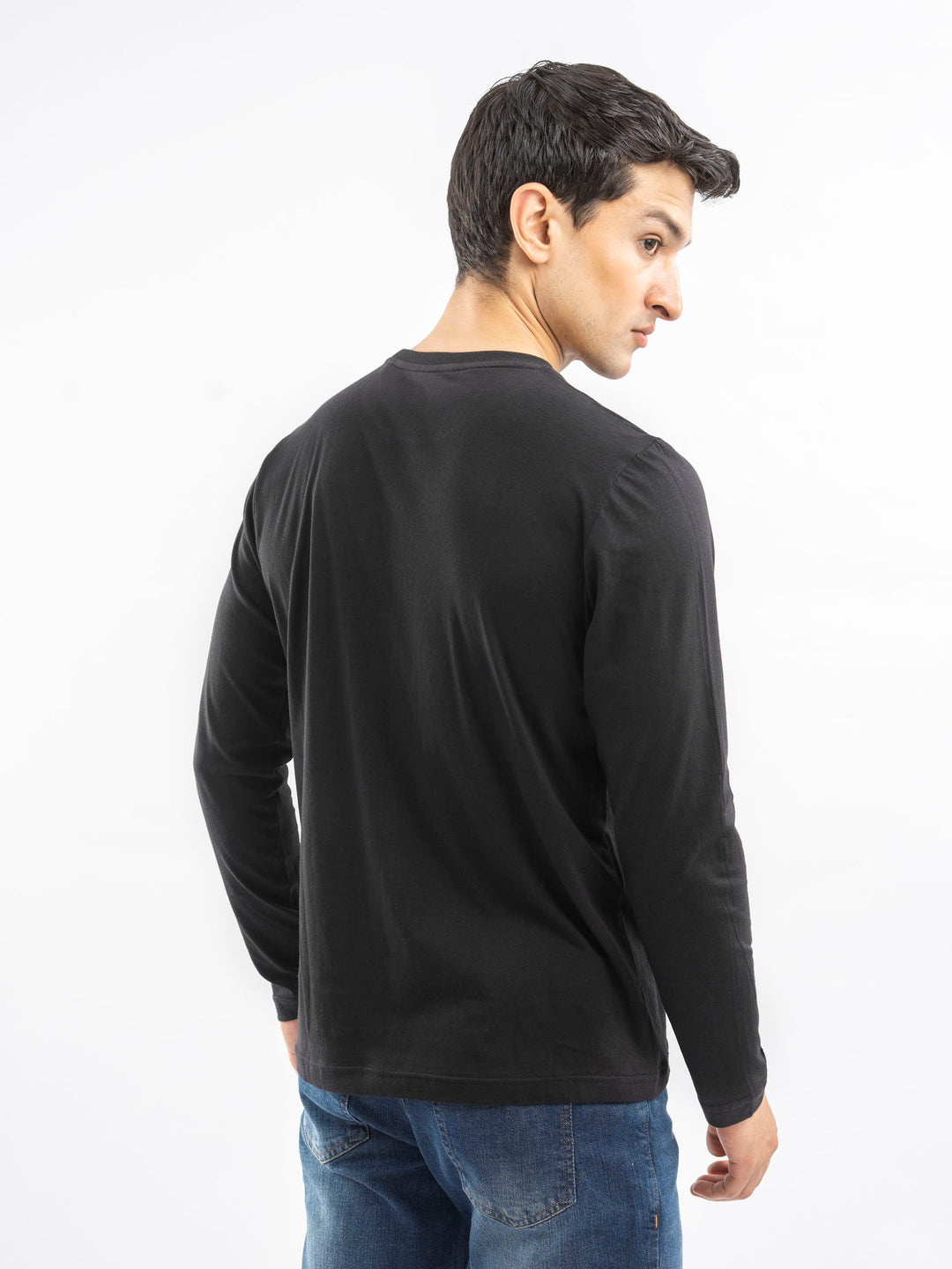 Black Long Sleeve Crew Neck T-Shirt