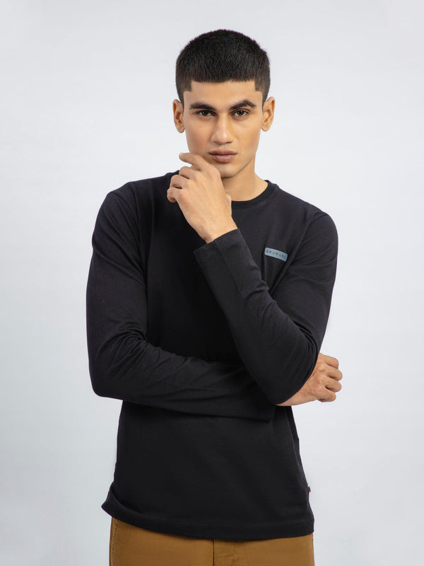 Black Long Sleeve Crew Neck T-Shirt Brumano Pakistan