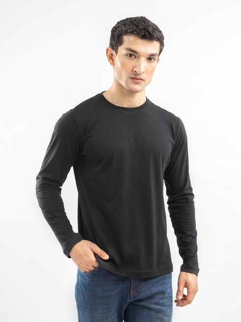 Black Long Sleeve Crew Neck T-Shirt