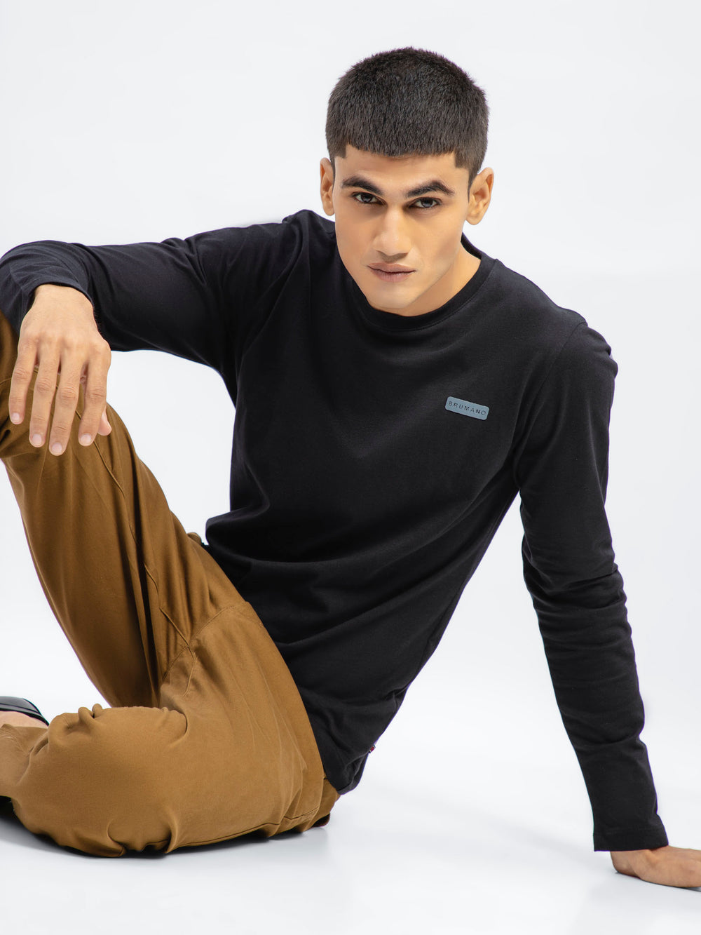 Black Long Sleeve Crew Neck T-Shirt