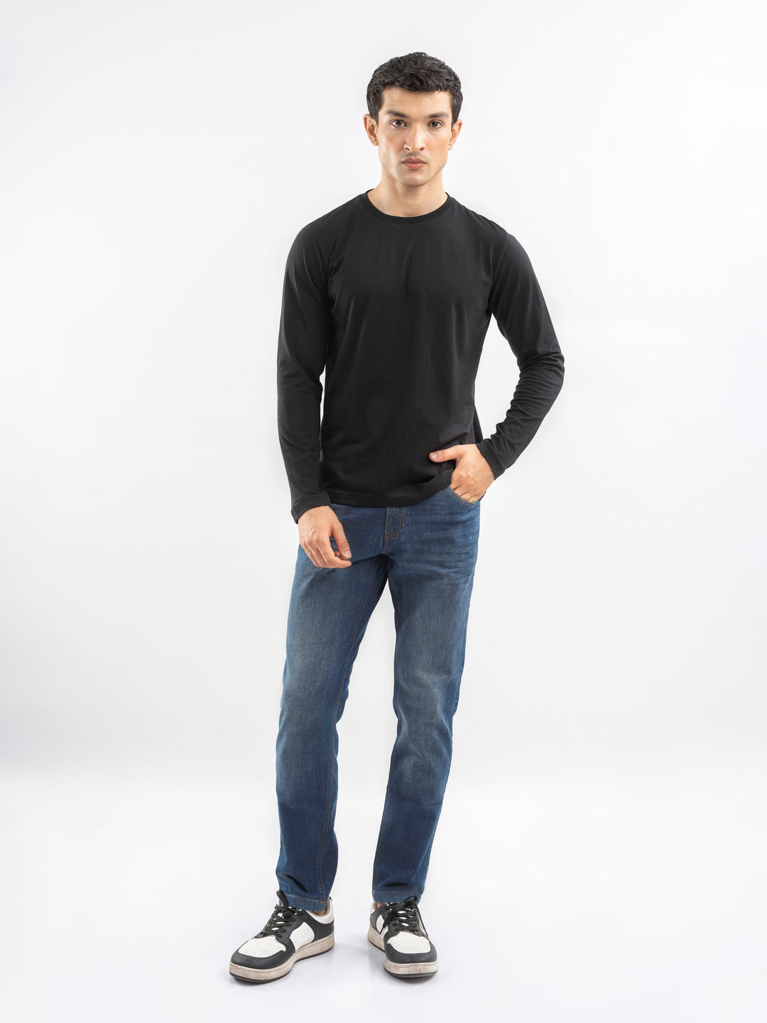 Black Long Sleeve Crew Neck T-Shirt