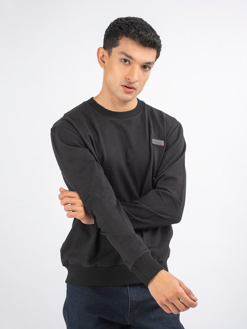 Black Long Sleeve Crew neck Sweatshirt