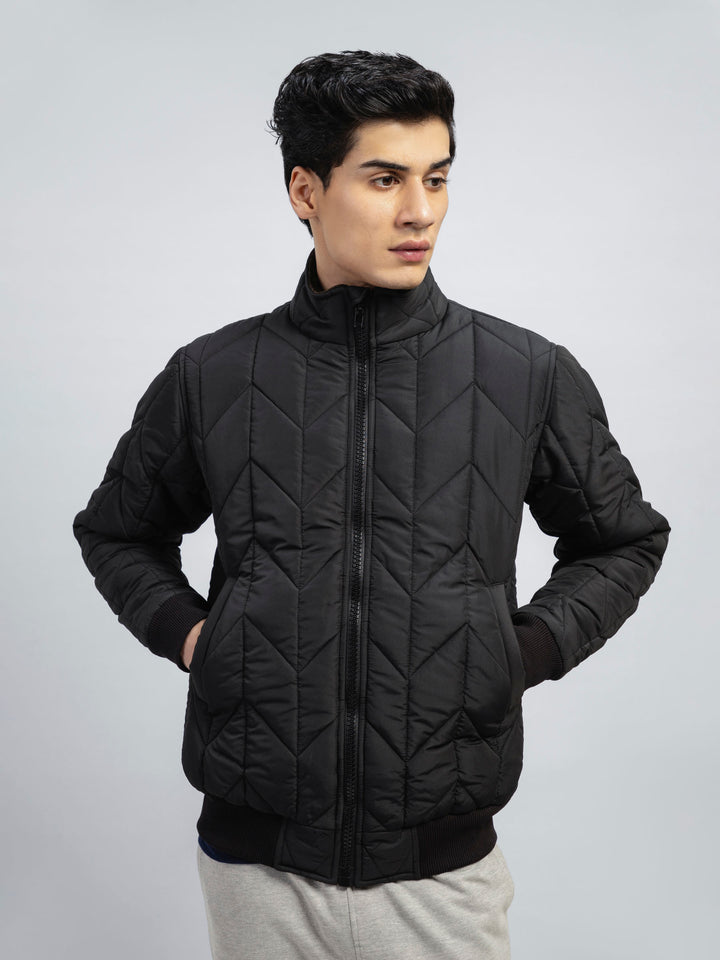 Black Nylon Quilted Puffer Jacket – Brumano