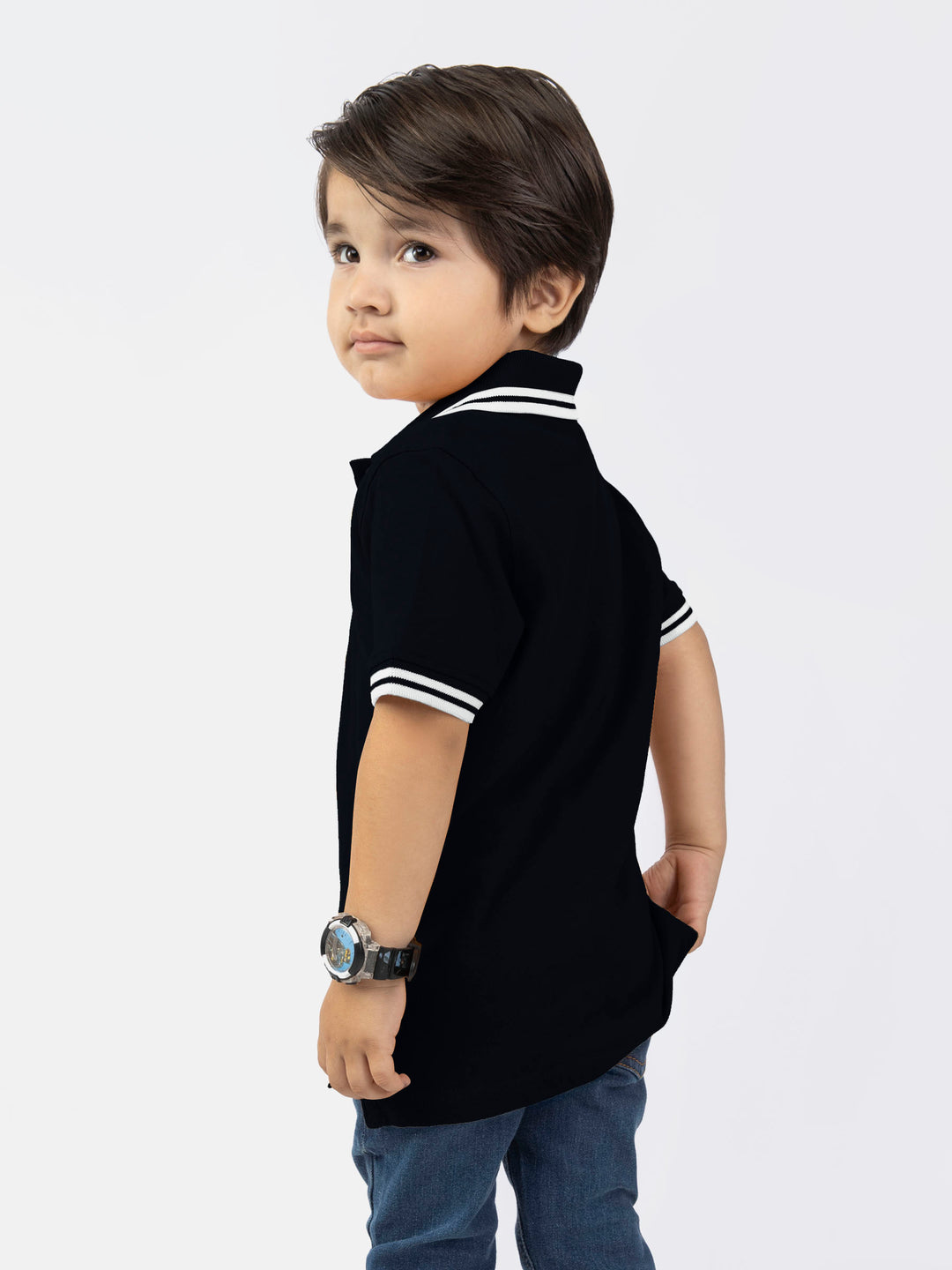 Black Pique Casual Tipped polo Brumano Pakistan