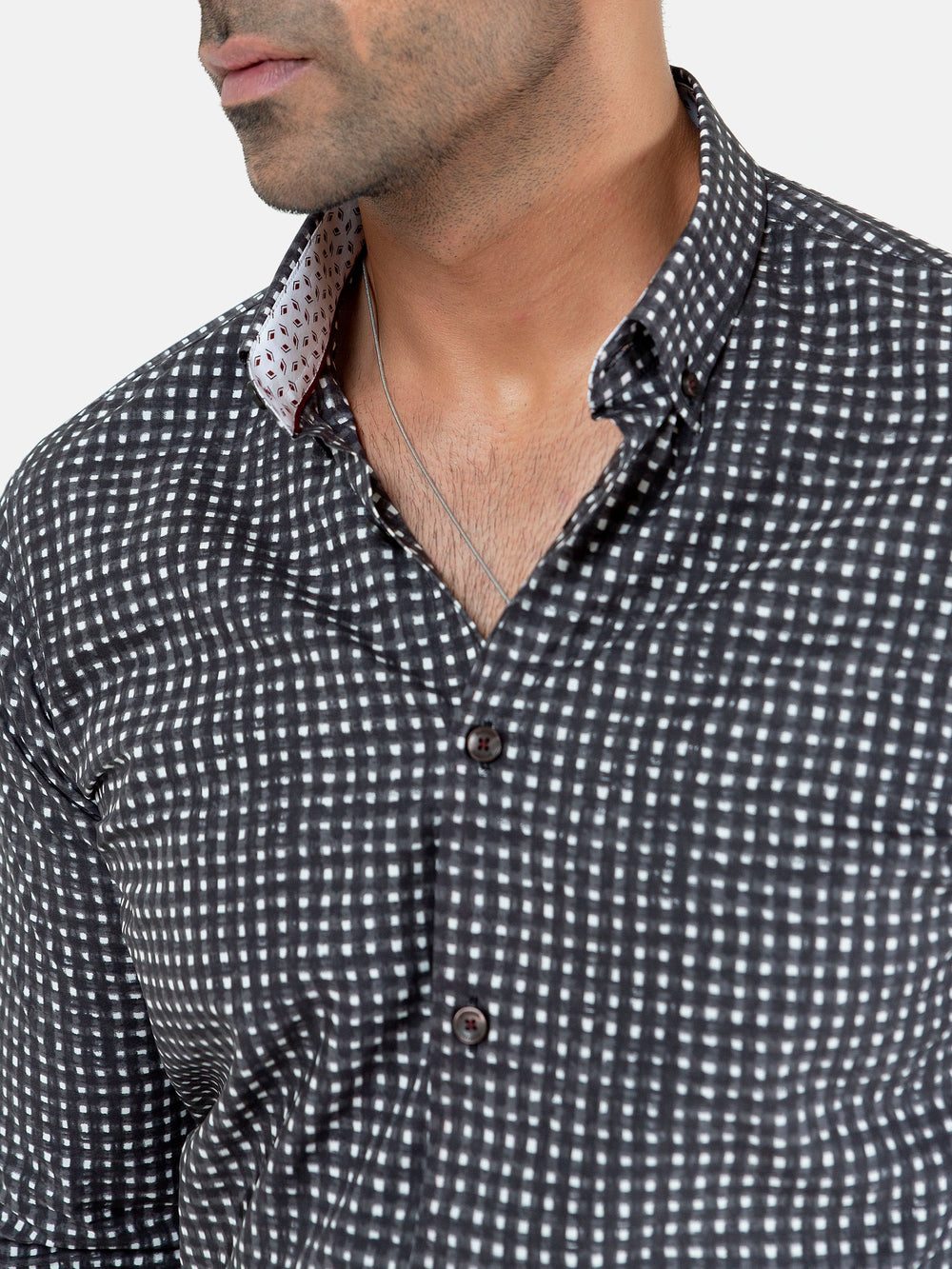 Black Printed Button Down Shirt
