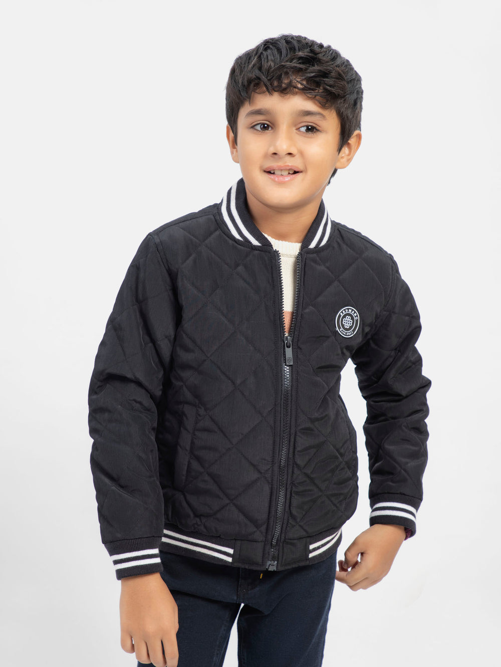 Black Quilted Sporty Casual Baseball Jacket - Unisex