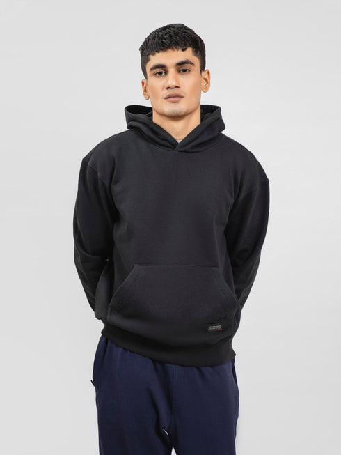 Black Relaxed Fit Pullover Hoodie