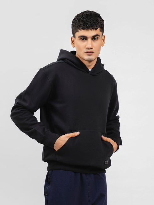 Black Relaxed Fit Pullover Hoodie