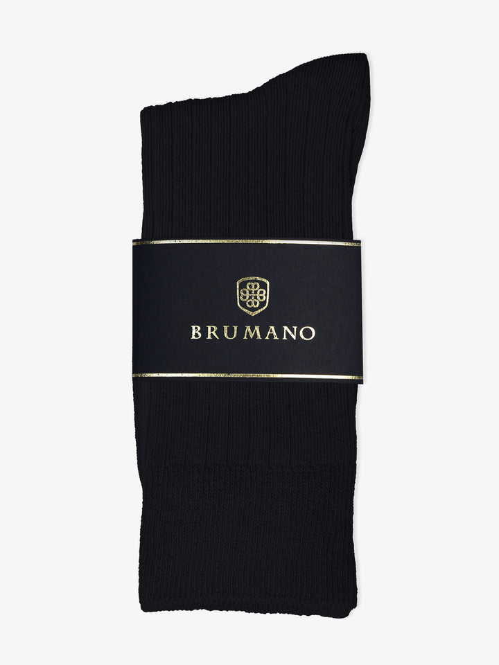 Black Ribbed Cotton Socks