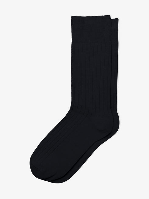 Black Ribbed Cotton Socks