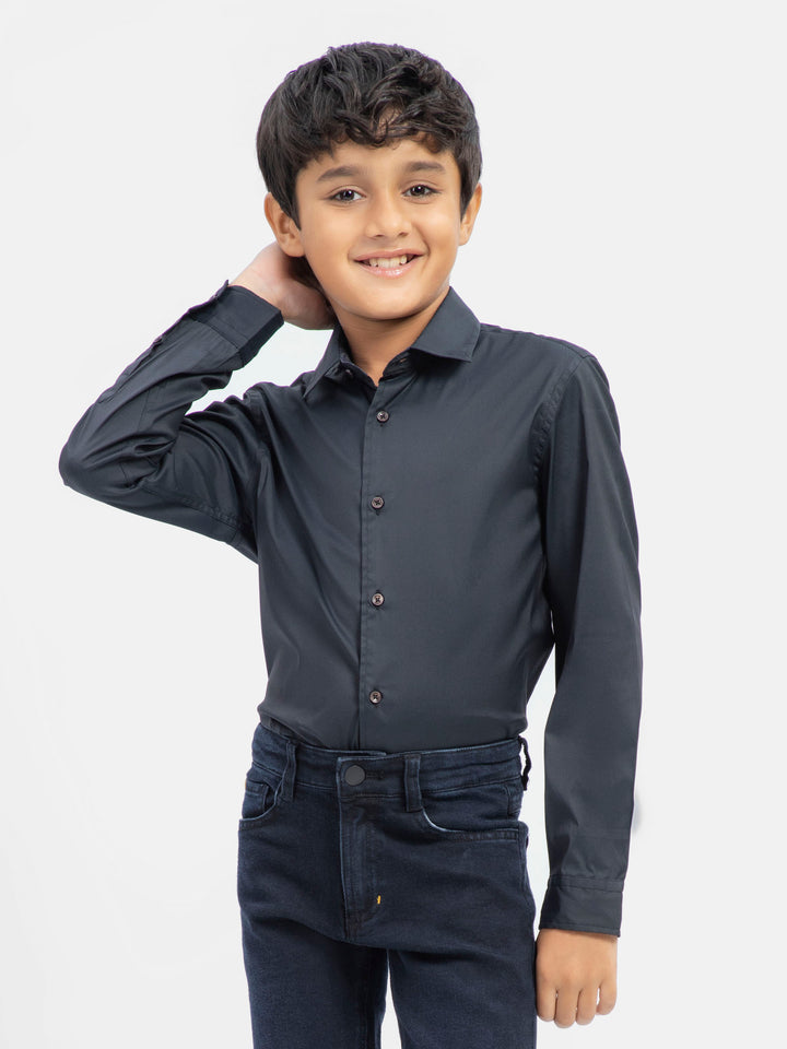 Black Satin Casual Long Sleeve Shirt Brumano Pakistan