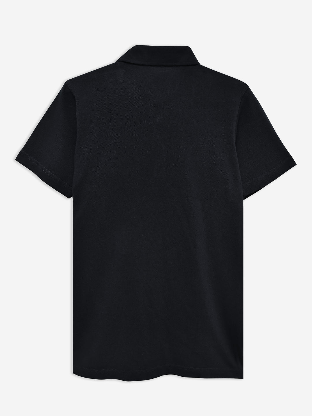 Black Self Collar Polo With Contrasting Detailing