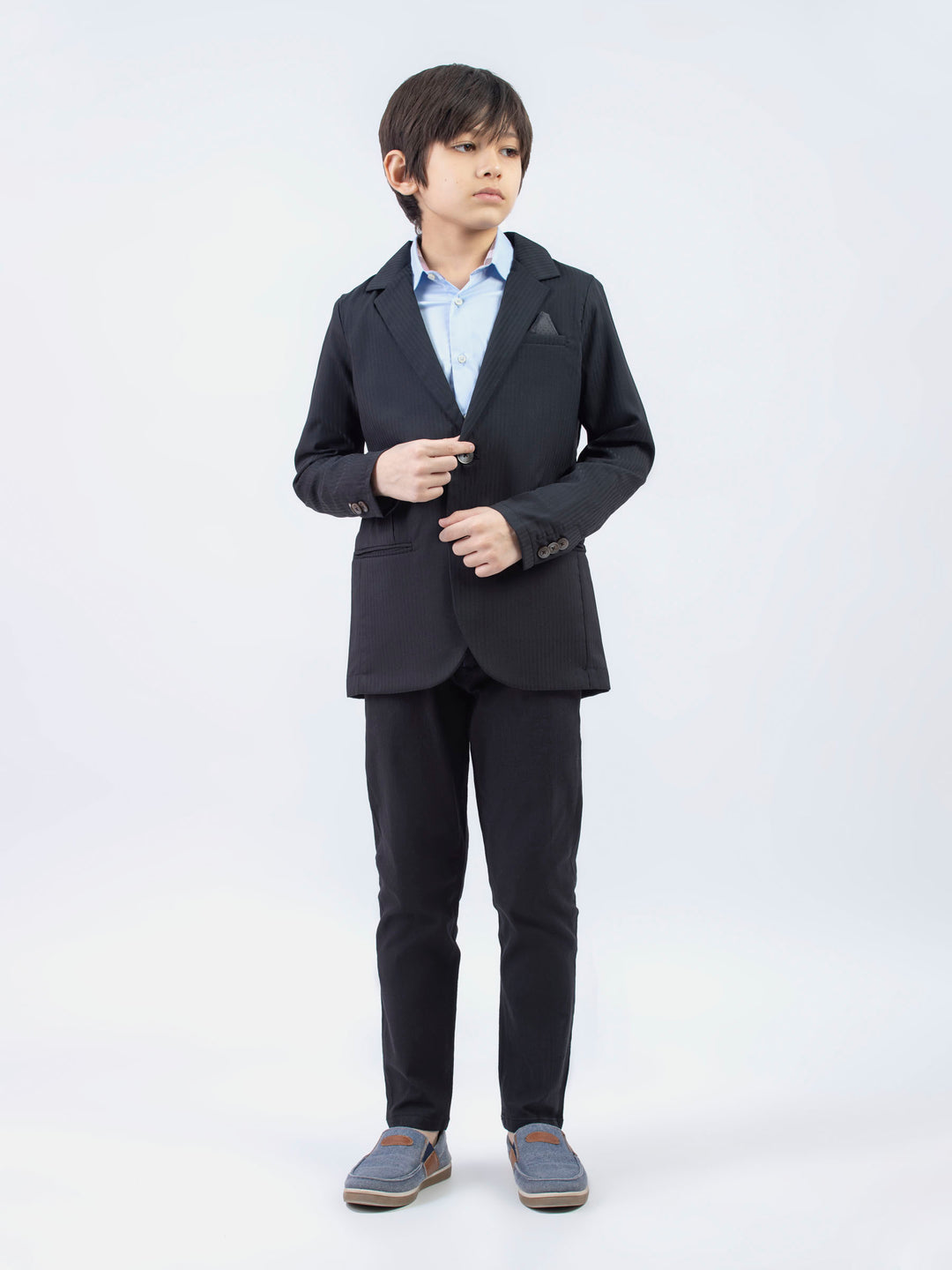 Black striped kids formal blazer brumano pakistan