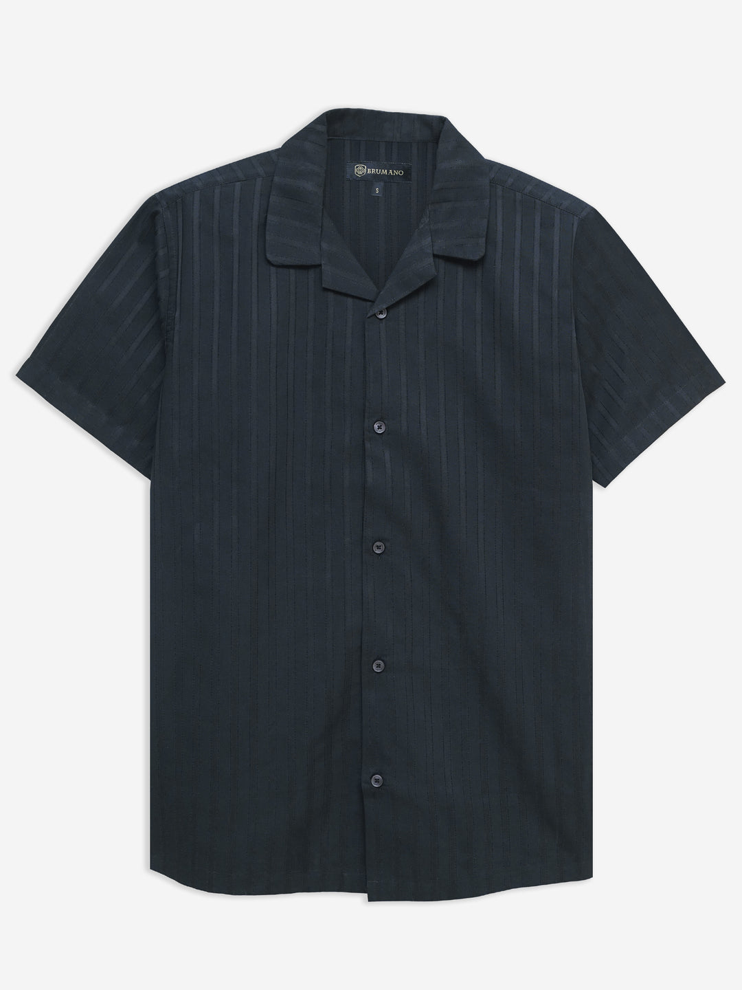 Black Striped Light Weight Cuban Collar Shirt