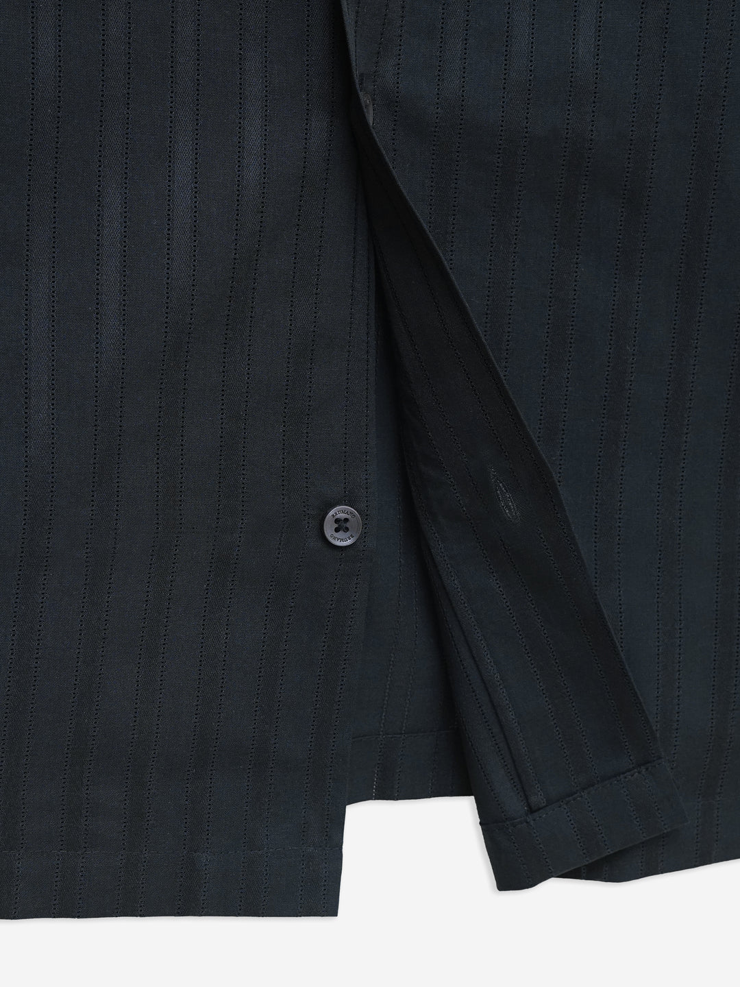 Black Striped Light Weight Cuban Collar Shirt