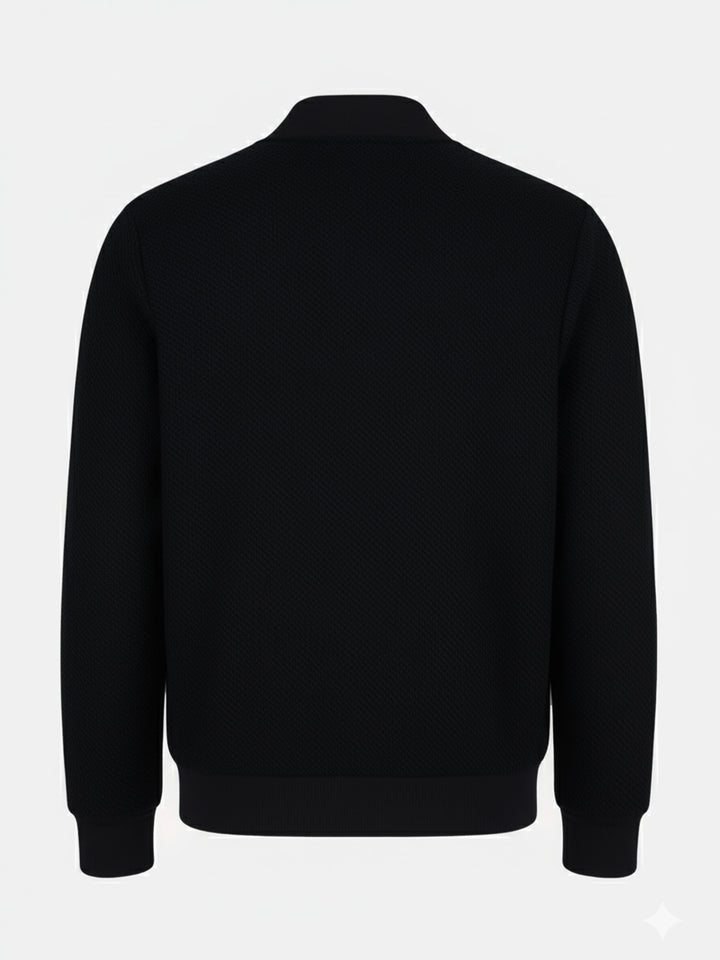 Black Structured Wool Bomber Jacket