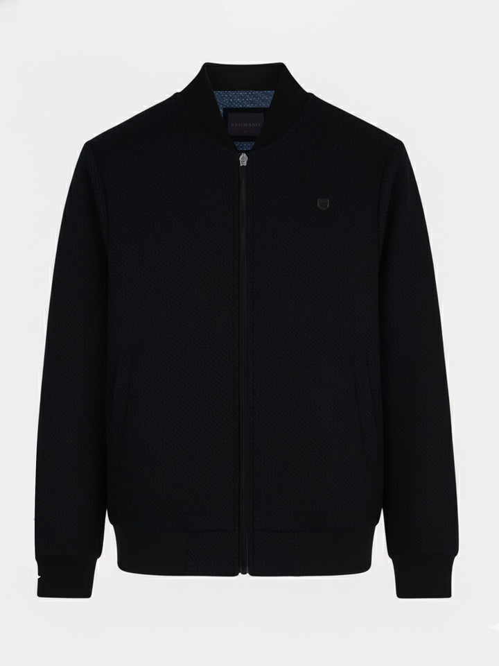 Black Structured Wool Bomber Jacket