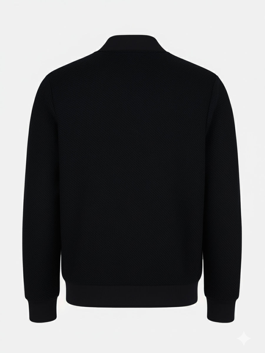 Brumano Pret Solids Polyester 1 Piece Black Jacquard Bomber Jacket main image 0